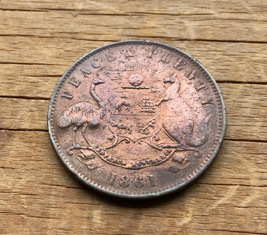 1857-1861 Robert Hyde & Co Melbourne Australia penny token coin C3732